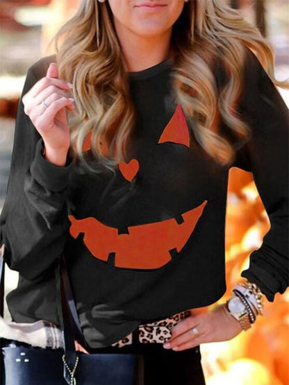 Fashion Halloween Print Loose Long Sleeve T-Shirt