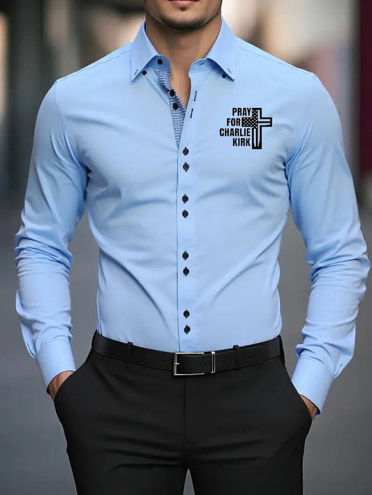 Men's Street Style Business Casual Printed Long Sleeve Shirt