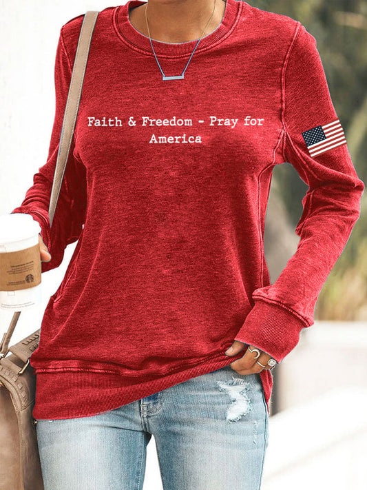 Women's Faith&Freedom Pray for America Print Sweatshirt