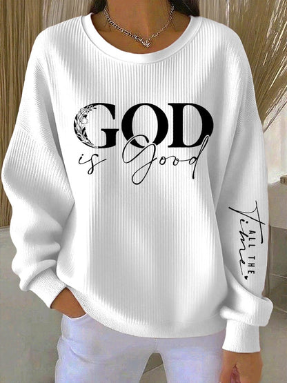Women's Casual Faith Textured Sweatshirt
