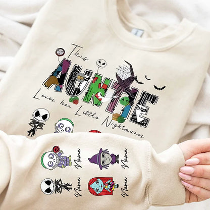 Personalized This Mama Loves Her Little Nightmares Sweatshirt, Mama Shirt With Kids Name