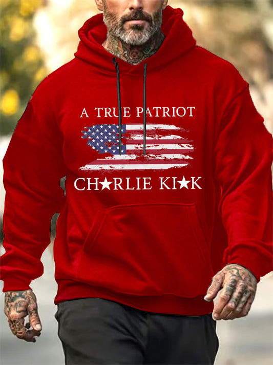Men's Freedom American Flag Print Casuasl Hoodie