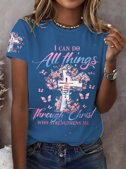 Women's  I Can Do All Things Faith  Print T-Shirt