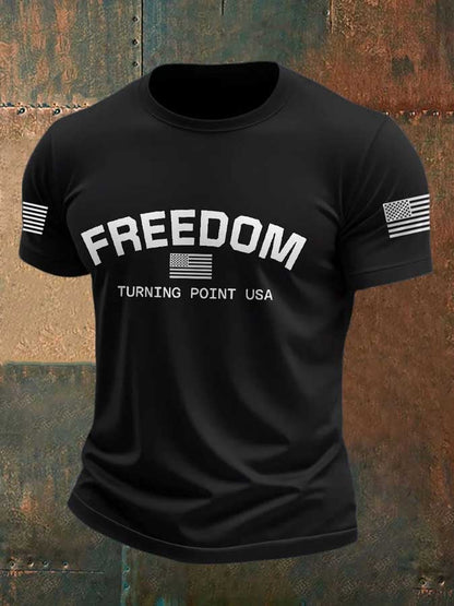 Men's Freedom Flag Print T-Shirt