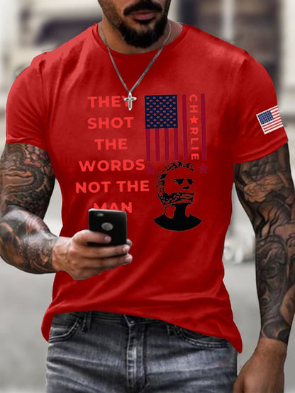 Men's They Shot The Words Not The Man Turning Point USA Print Short Sleeve T-Shirt