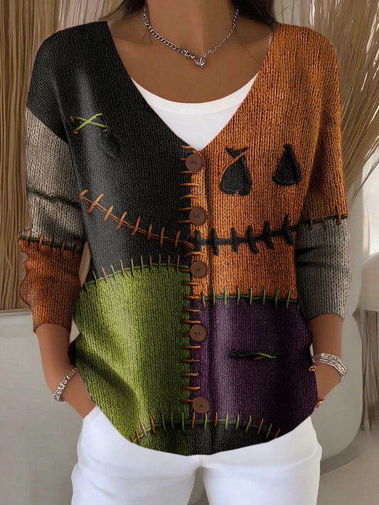 Women'S  Halloween Print Knitted Cardigan