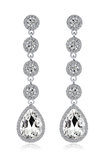 Bridal White Clear Crystal Wedding Earrings