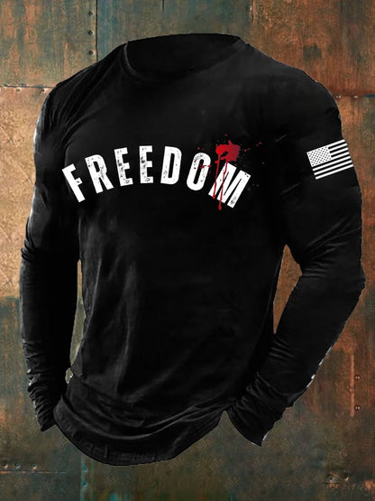 Men's Freedom Printed Round Neck T-Shirt