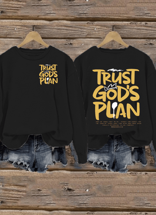Women's Casual Believe in God's Plan Christian Print Sweatshirt