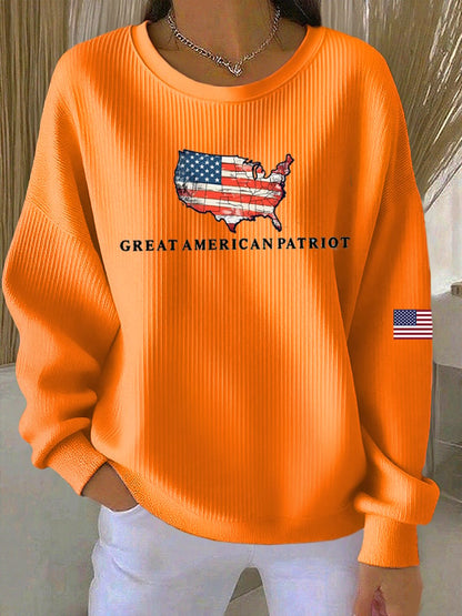 Women's Print Knit Crew Neck Long Sleeve Top