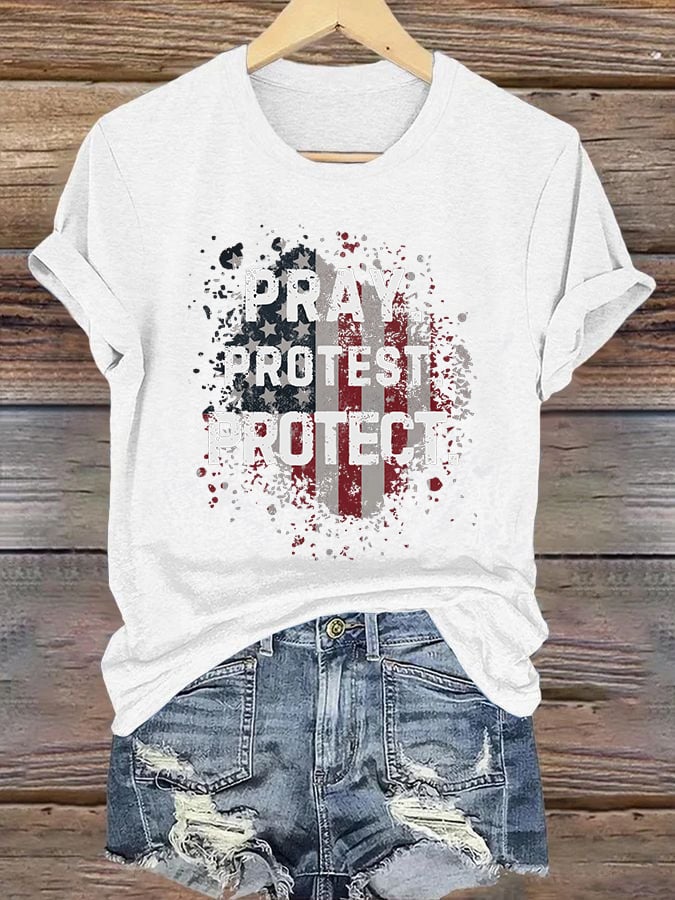 Women's  Pray Protest Protect  Print Shirt