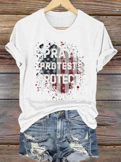 Women's  Pray Protest Protect  Print Shirt
