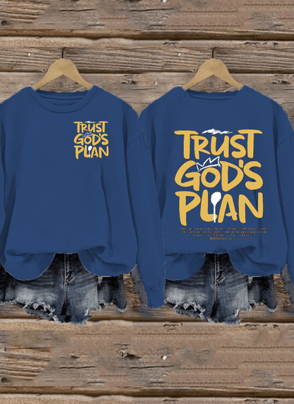 Women's Casual Believe in God's Plan Christian Print Sweatshirt