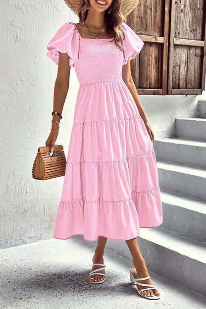 Smocked Puff Sleeve Summer Dress