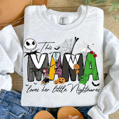 Personalized This Mama Loves Her Little Nightmares Sweatshirt, Mama Shirt With Kids Name