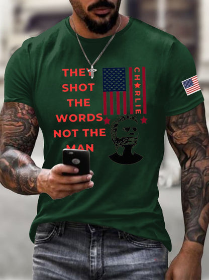 Men's They Shot The Words Not The Man Turning Point USA Print Short Sleeve T-Shirt