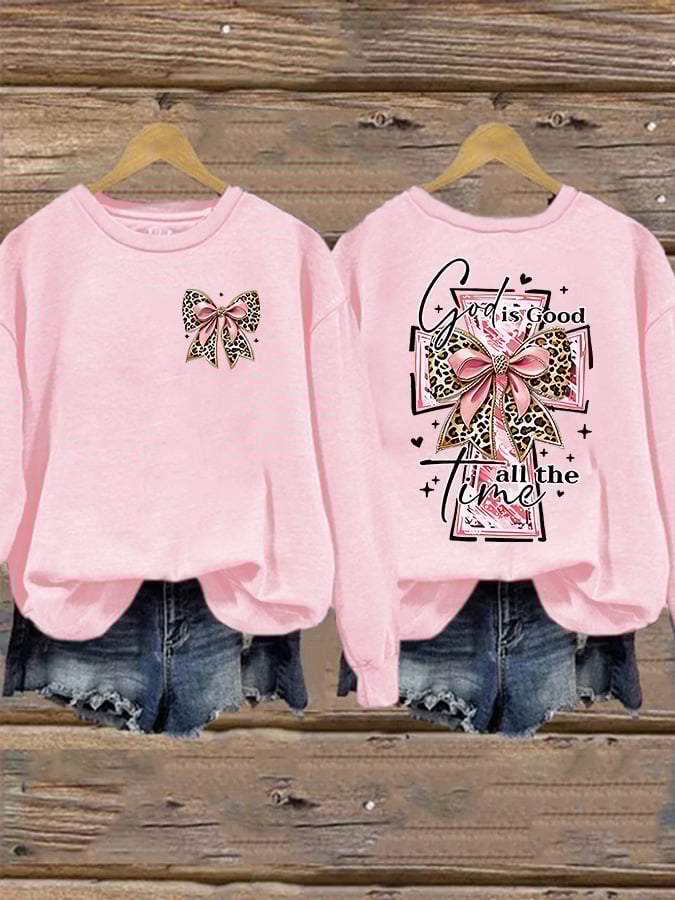 Women's God Is Good All The Time Print Casual Sweatshirt