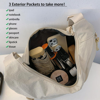Designer Direct Sales👜Women's Fashion Plain Color Nylon Crossbody Hobo Bag