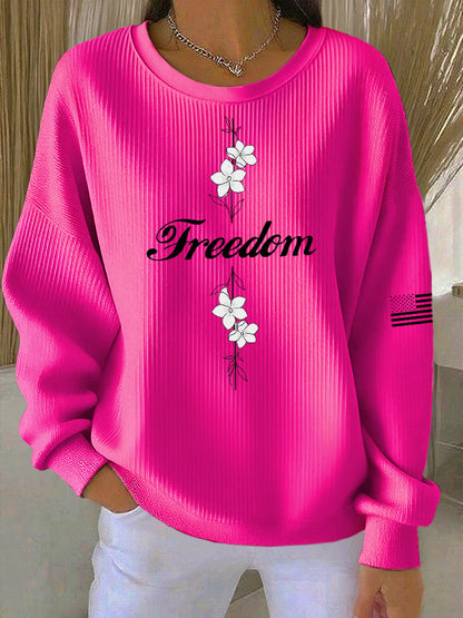 Women's Casual Freedom Faith Textured Sweatshirt