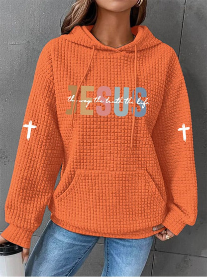 Women's Casual Jesus Truth Plaid Hoodie