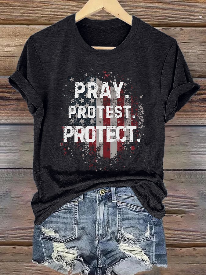 Women's  Pray Protest Protect  Print Shirt