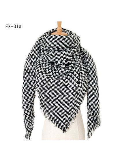 Imitation Cashmere Oversized Double-Sided Colorful Plaid Square Scarf