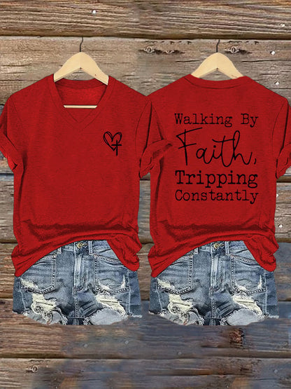 Women's Faith Cross Print T-Shirt