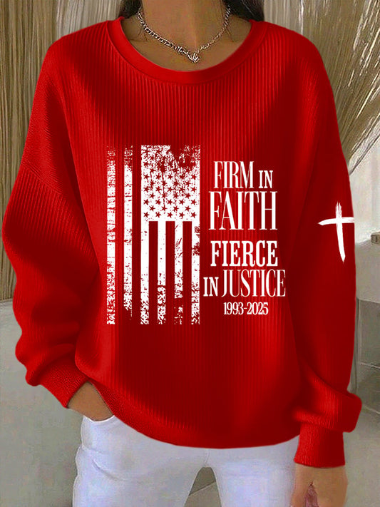 Women's Firm In Faith Fierce In Justice Print Casual Sweatshirt
