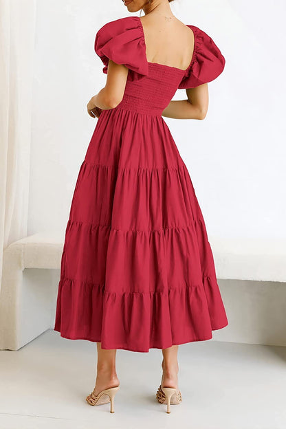 Smocked Puff Sleeve Summer Dress