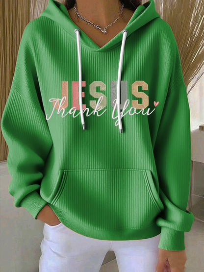 Women's Casual Vintage Faith Thank You Jesus Hoodie