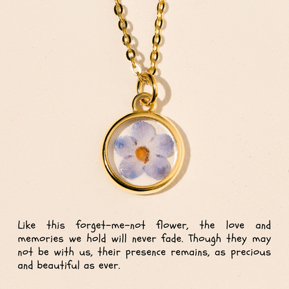 Forget Me Not Flower - Circle Necklace