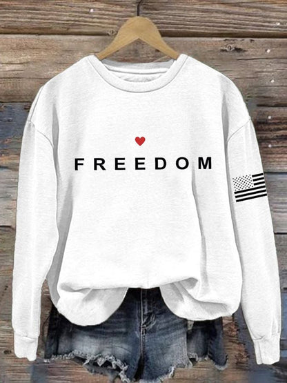 Women's Freedom American Flag Print Sweatshirt