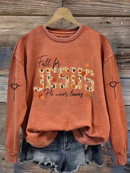 Women's He Never Leaves Sweatshirt