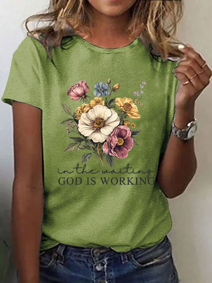 Women's Casual Christian Faith Graphic Printed Round Neck Short Sleeve T-Shirt