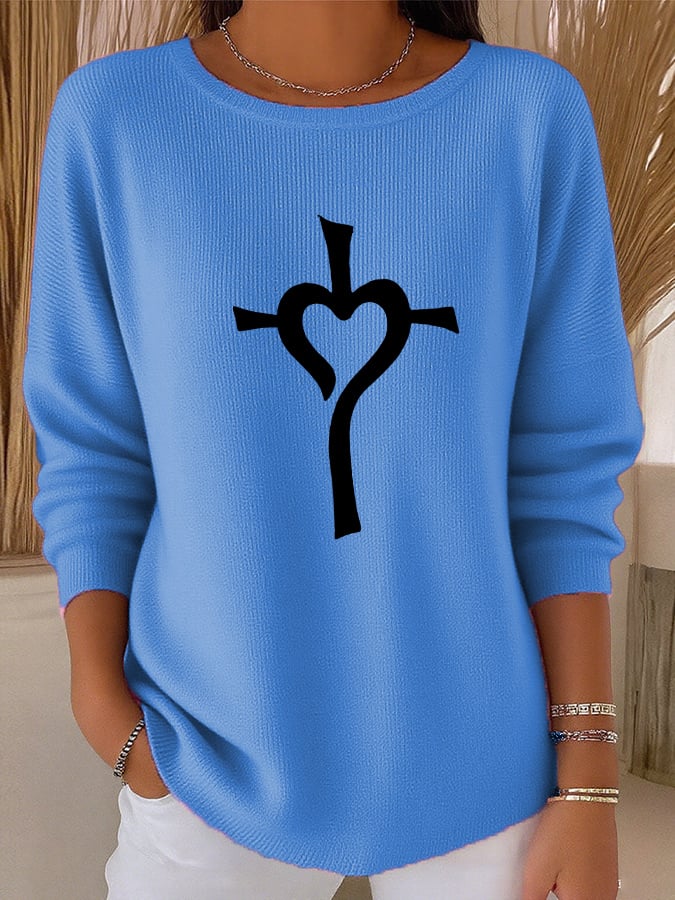 Women's casual simple cross knitted top