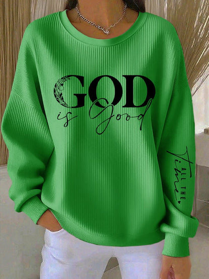 Women's Casual Faith Textured Sweatshirt