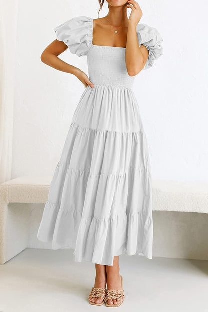 Smocked Puff Sleeve Summer Dress