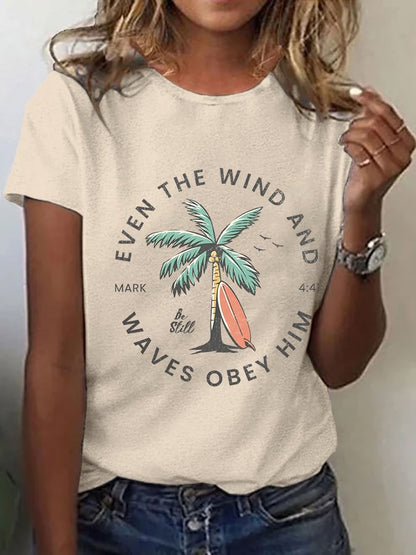 Women'S Casual Christian Scripture Graphic Print Short Sleeve T-Shirt