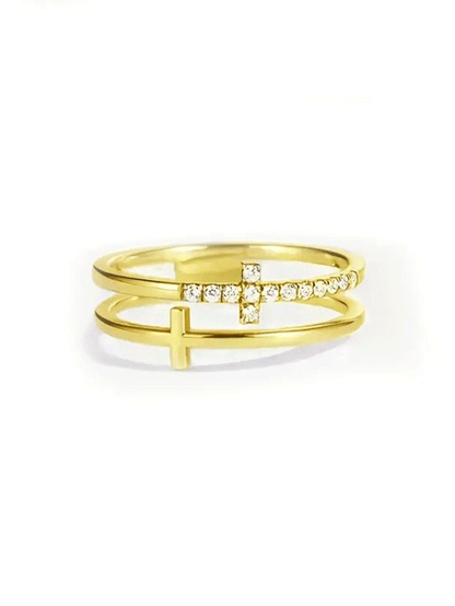 Women'S Fashion Double Cross Ring