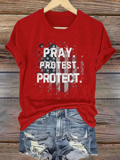 Women's  Pray Protest Protect  Print Shirt