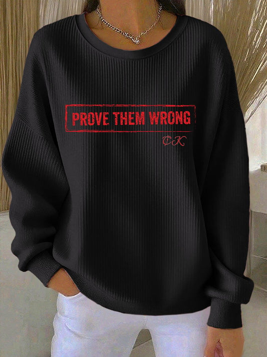 Women's Print Knit Crew Neck Long Sleeve Top