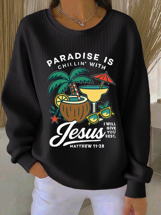 Women's Casual Faith Textured Sweatshirt