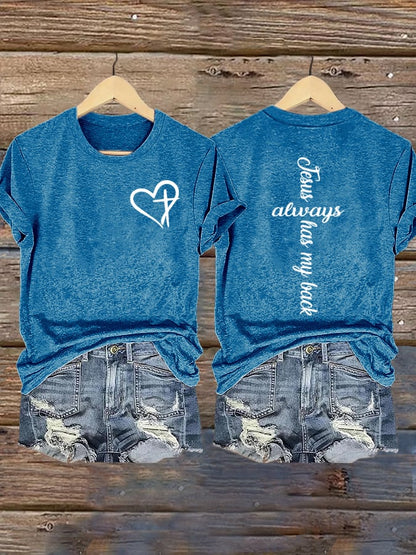 Women's Faith Love Cross Printed Short Sleeve T-Shirt