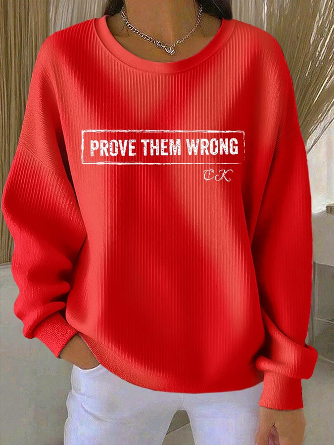 Women's Print Knit Crew Neck Long Sleeve Top