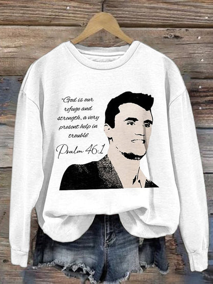 Retro God Is Our Refuge And Strength, A Very Present Help In Trouble Psalm 46:1 Print Sweatshirt