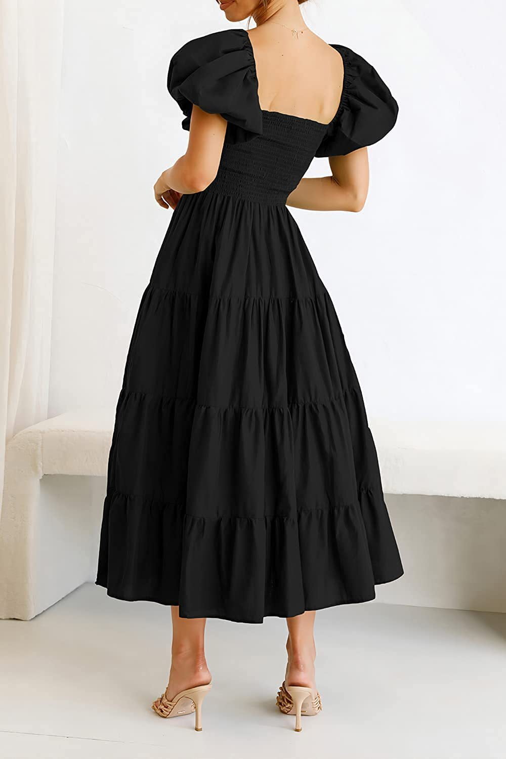 Smocked Puff Sleeve Summer Dress