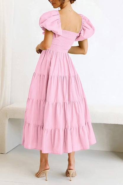 Smocked Puff Sleeve Summer Dress