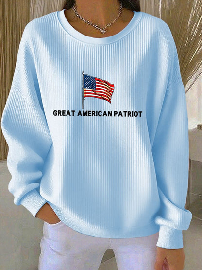 Women's Print Knit Crew Neck Long Sleeve Top