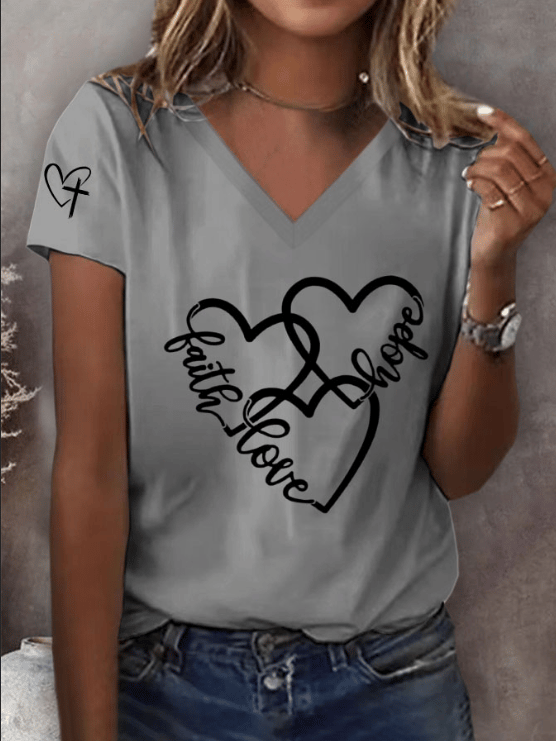 Women's Faith Hope Love Print T-Shirt