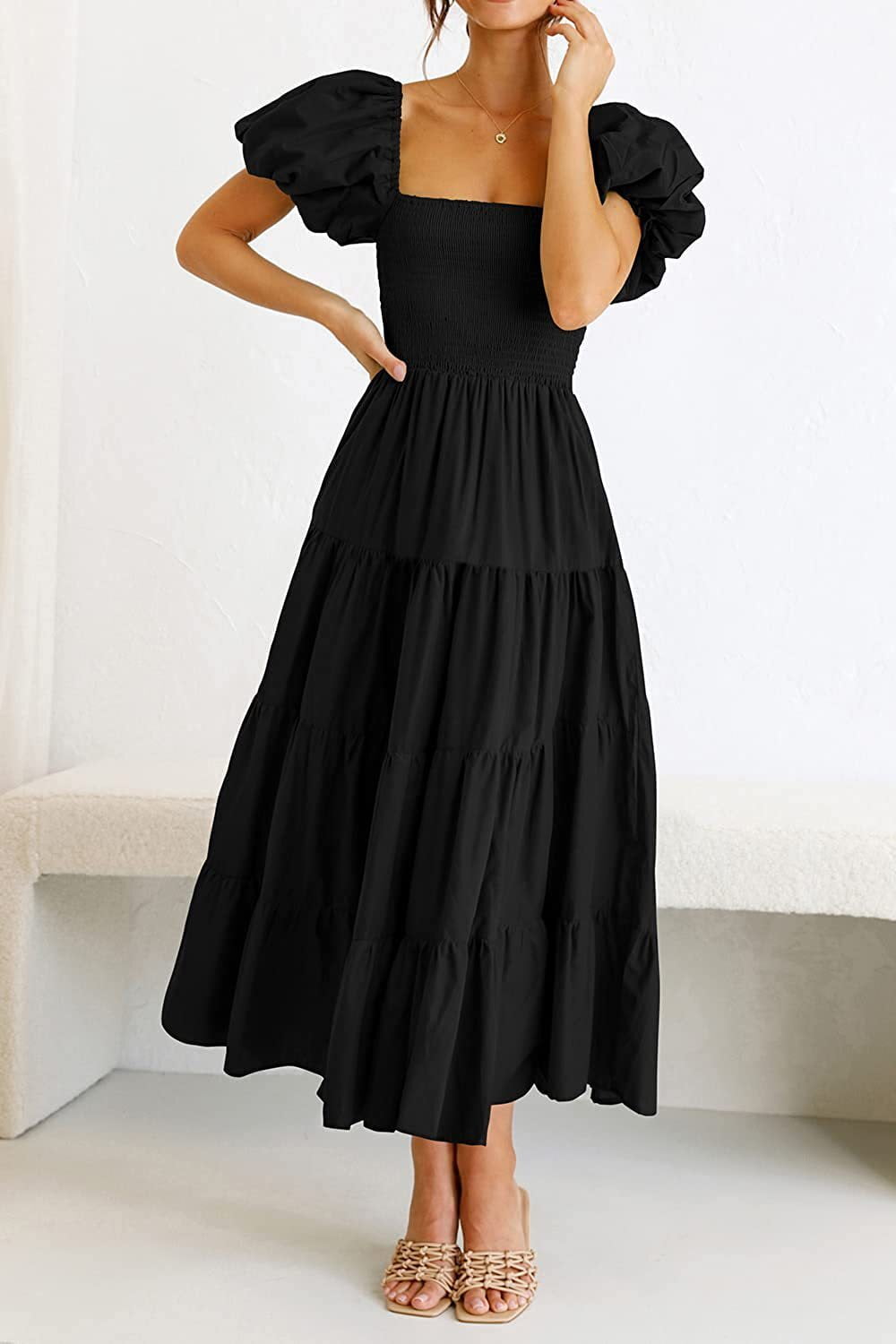 Smocked Puff Sleeve Summer Dress
